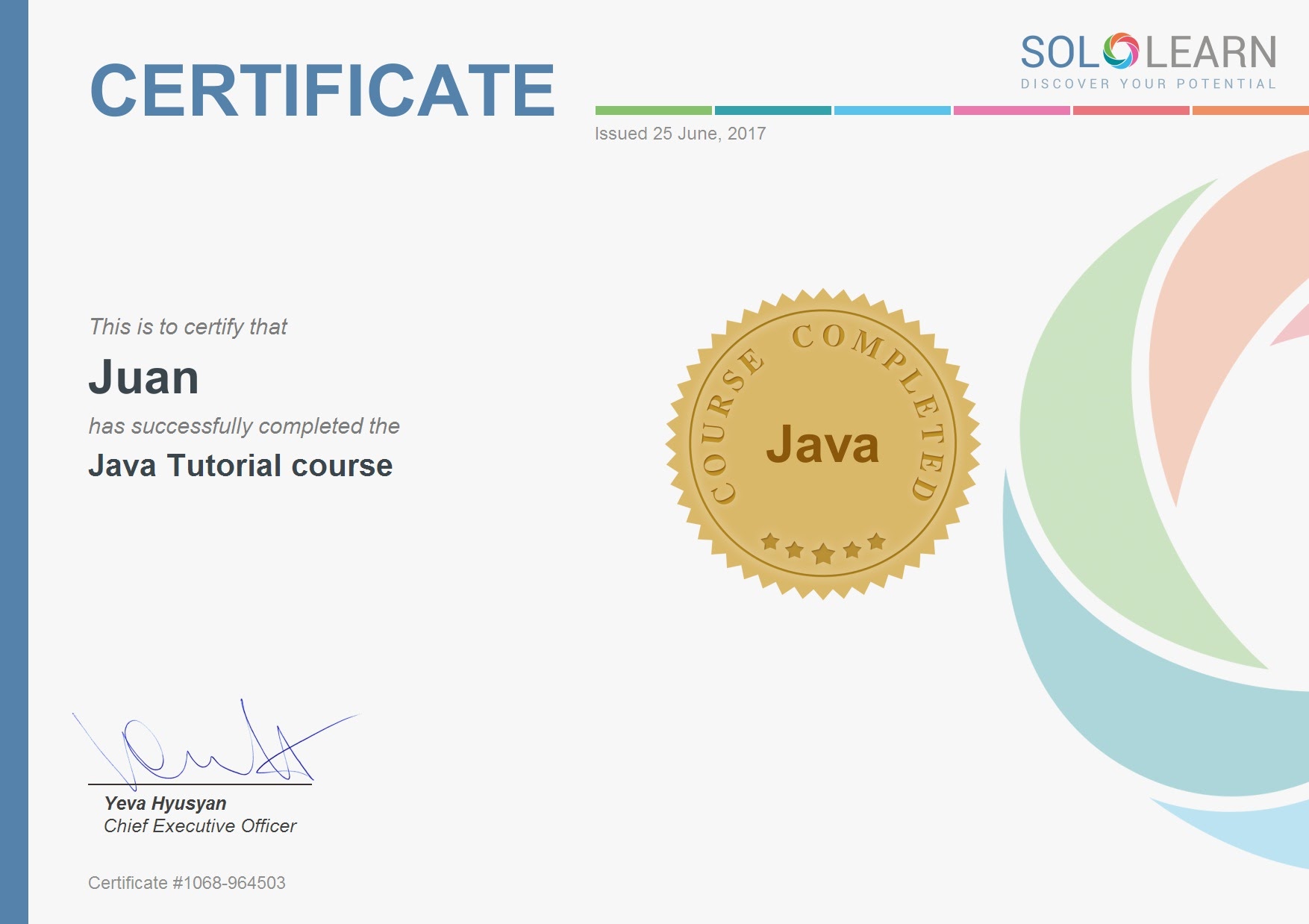 Java Certificate with SoloLearn